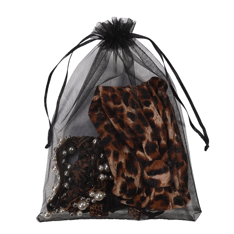 SUNGULF 100pcs Organza Pouch Bag Drawstring 6"x9" 16x22cm Strong Gift Candy Bag Jewelry Party Wedding Favor (Black) - Image 5